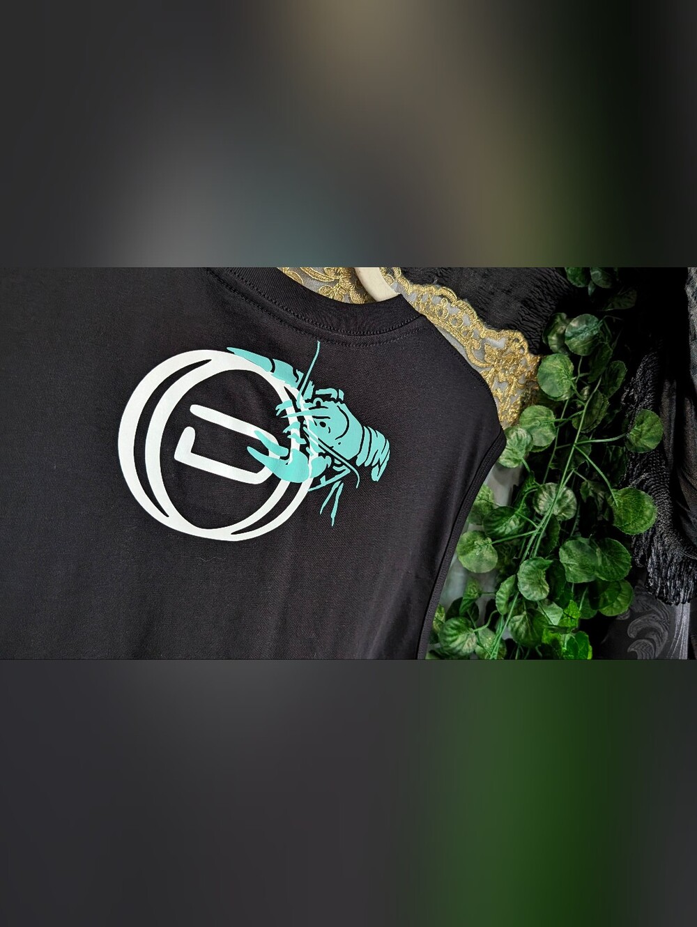 Men's Black Ocean Drip Lobster Tank Top LG NWT
